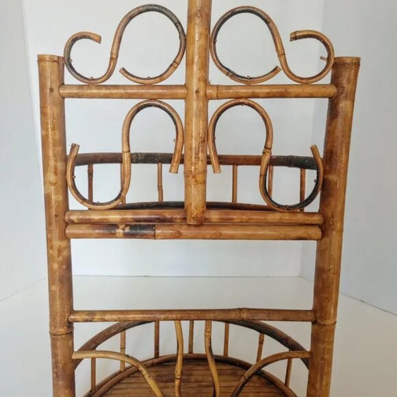 Vintage Two Tier Tortoiseshell Bamboo Wall Shelf - Picture 3 of 6